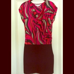 Trina Turk glamor. Silk blend cowl neck stunning cocktail dress.